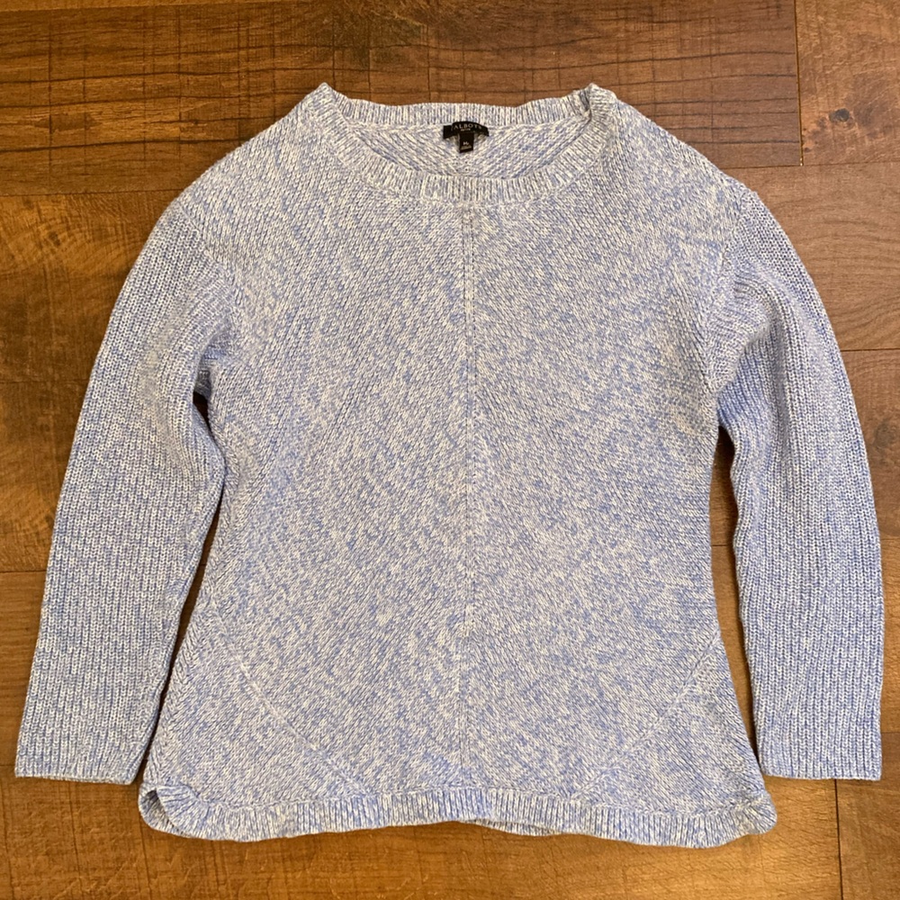 Talbots Petites Pima Cotton Sweater Shaker Knit Larkspur Blue Coastal Women’s M